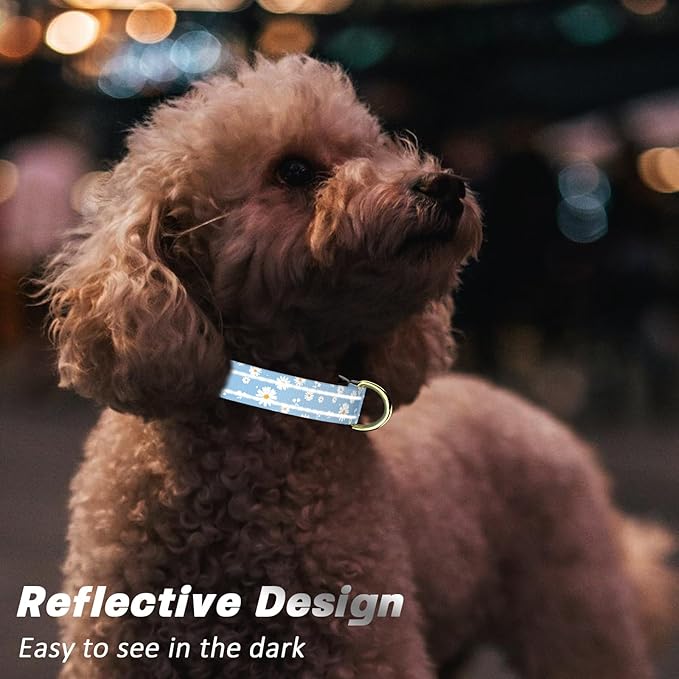 Reflective Dog Collar for Small Dogs, Cute Daisy Theme Adjustable Heavy-Duty - Image 3