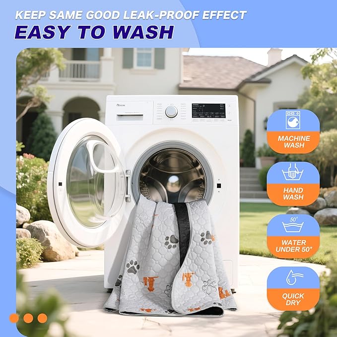 Washable Pee Pads for Dogs, 1 Pack Absorbent Reusable Training Dog Pads Pet - Image 6