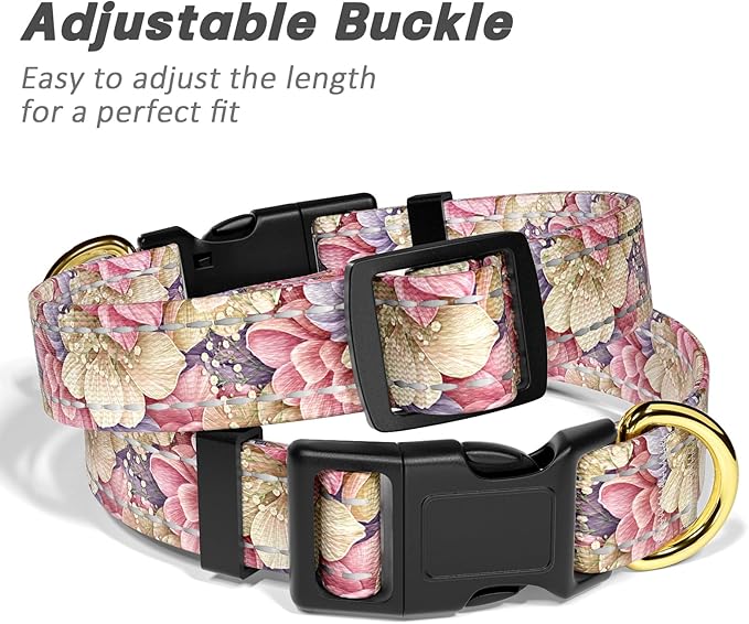 Reflective Dog Collar for Small Dogs, Cute Flower Theme Adjustable Heavy-Duty - Image 6