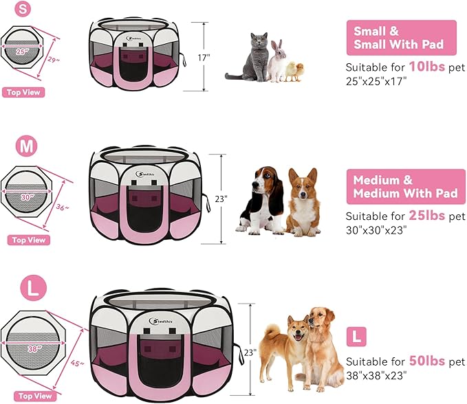 Pink Dog Cat Playpen, Puppy Pet Playpen Indoor - Image 8