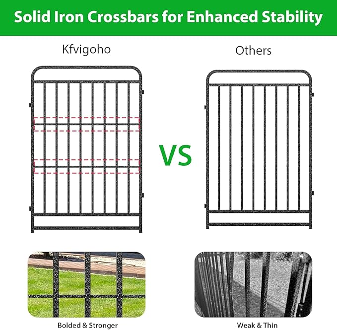 Dog Fence Outdoor 8 Piece Panels 32" Height, Square Steel Pipe - Image 2