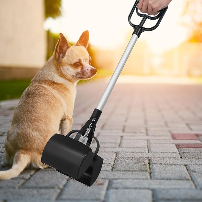 Kisangel Long Handle Pet Waste Scooper Black Dog Waste Picker Outdoor Poop - Image 5