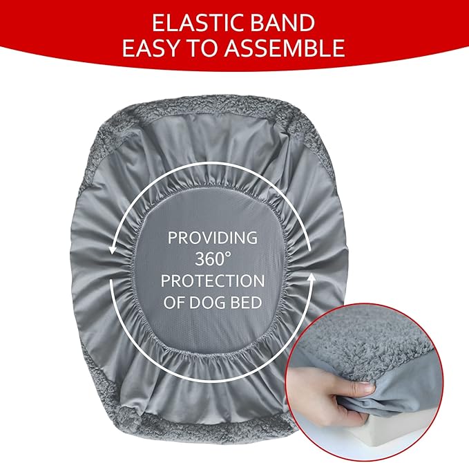 Dog Bed Covers Soft Plush Replacement Washable, Waterproof Pet Bed Liner Grey - Image 5