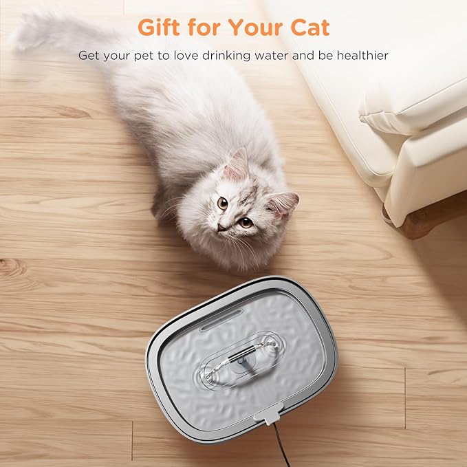 Cat Water Fountain Stainless Steel: 108oz/3.2L Pet Drinking Foundatin - Image 7