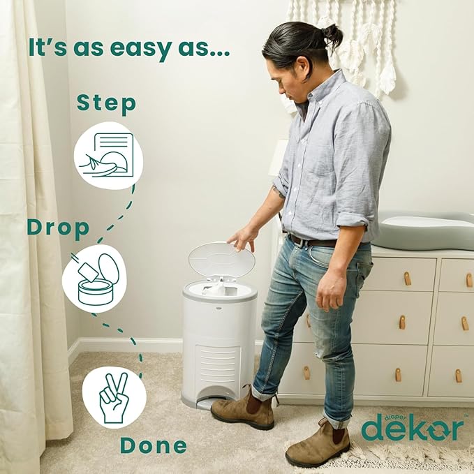 Diaper Dekor Plus Hands-Free Diaper Pail | Largest & Easiest to Use | Just - Image 3