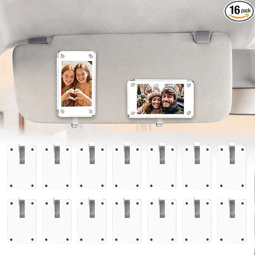 16 PCS Car Picture Holder, Car Visor Photo Clip, Acrylic Magnetic 3 Inch Car by kuchisity