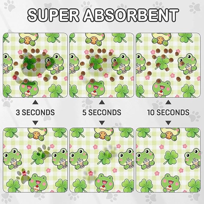 Dog Food Mat for Pet Cat Food Mat, Cute Frog Absorbent Quick Dry Dog Bowl Mats - Image 2