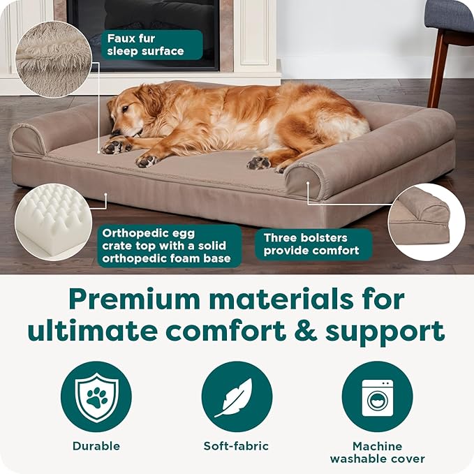 Furhaven Orthopedic Dog Bed for Large Dogs w/ Removable Bolsters & Washable - Image 5