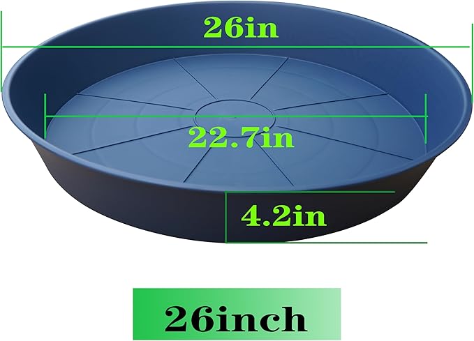 3 Pack of 25 26 inch Plant Saucer, 4.2" Depth, Large Deep Plastic Flower - Image 2