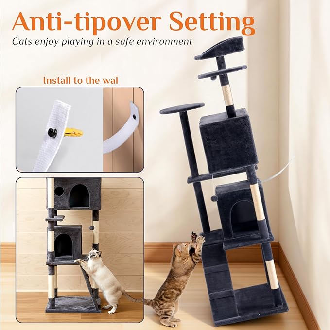 Sweetcrispy 80 Inch Cat Tree Tower, Indoor Cat Condo - Image 2