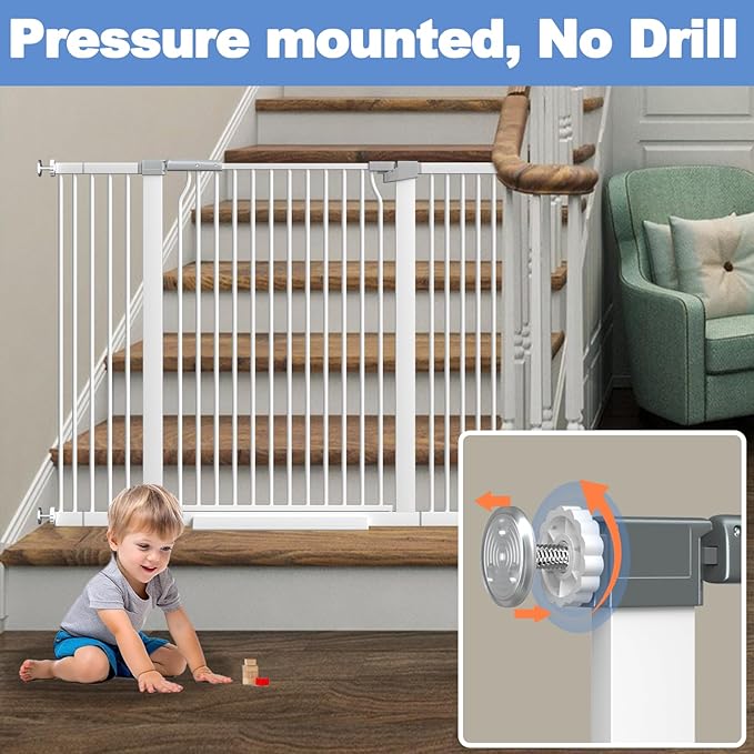 72.2"-76.7" Extra Wide Baby Gate, 40.5" Tall Dog Gate Indoor, Walk Through Pet - Image 5