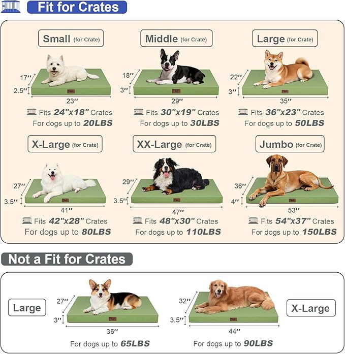 Outdoor Dog Bed for Medium Dogs, Waterproof Dog Crate Mat Orthopedic Egg Crate - Image 2