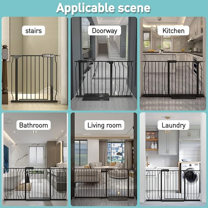WAOWAO Baby Gate 57.48-62.20" Extra Wide Pressure Mounted Walk Through Swing - Image 5