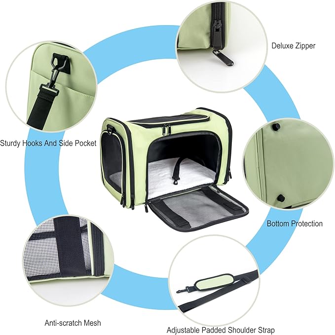 Soft Sided Carrier for Small Medium Cats Dogs, TSA Airline Approved Collapsible - Image 6