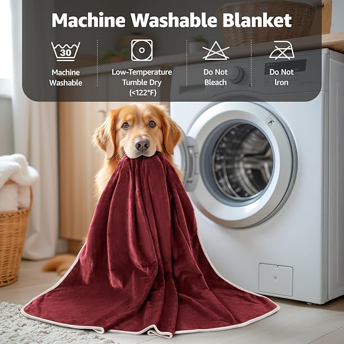 LOOBANI Waterproof Blanket for Bed: Reversible Soft Flannel Queen Bed Blanket - Image 9