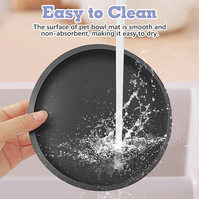 BNOSDM 2 PCS Dog Feeding Mat Black Silicone Pet Food Mats Waterproof - Image 4