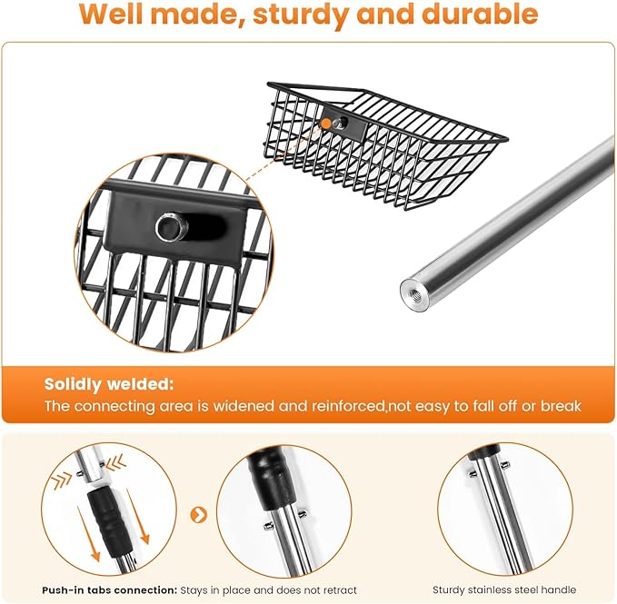 Cat Litter Scoop with Holder 43" Metal Litter Scooper with Stainless Steel Long - Image 3