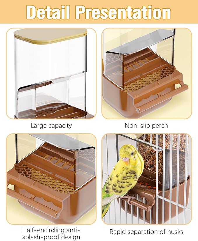 BNOSDM No Mess Bird Cage Feeders Automatic Bird Feeder Parrot Cage Accessories - Image 5