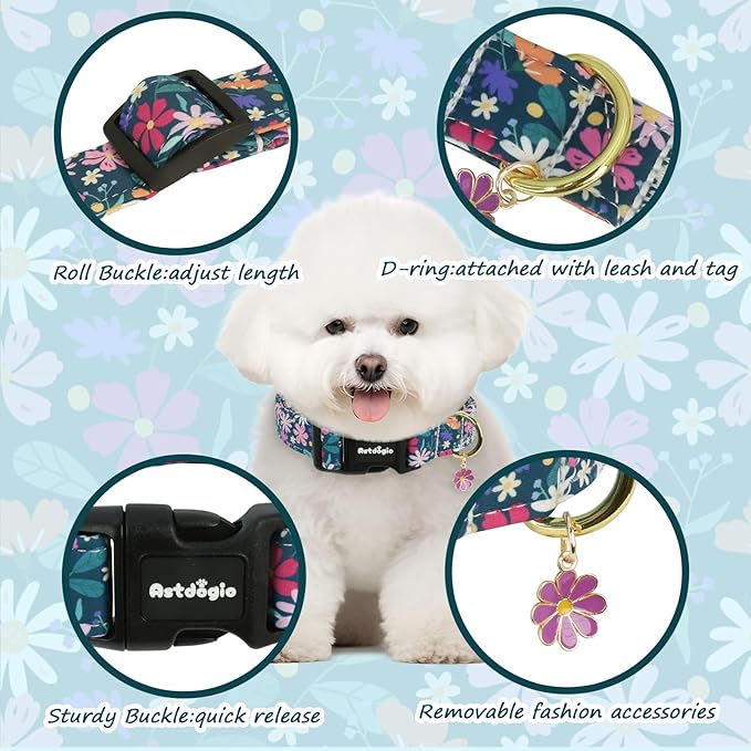 Dog Collar for Medium Dogs, Spring Dark Green Dog Collars - Image 2