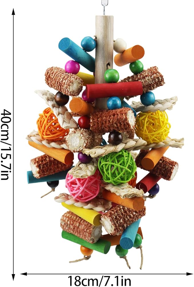 Bird Toys, Parrot Toys for Large Birds, Natural Peppered Wood African Grey - Image 5