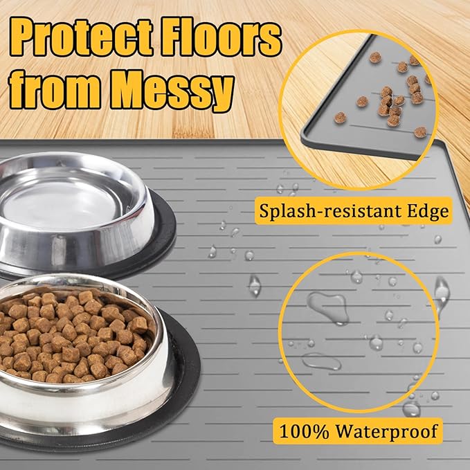Large Dog Mat for Food and Water, 31.8"x23.8" Silicone Pet Feeding Mats - Image 5