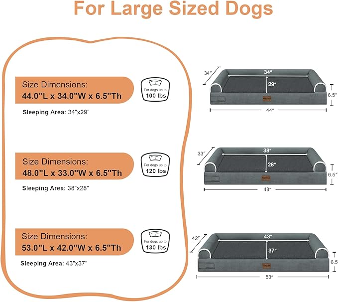 Large Dog Bed Orthopedic Washable: Jumbo Dog Bed Bolster Extra Large Dogs Egg - Image 6