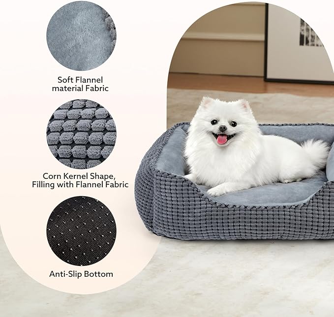 MIXJOY Dog Bed for Large Medium Small Dogs, Rectangle Washable Sleeping Puppy - Image 3