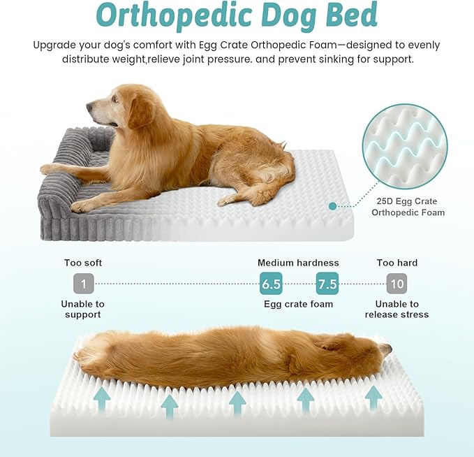 Cute Dog Bed for Medium Dogs, Faux Rabbit Fur Orthopedic Foam Dog Bed - Image 4