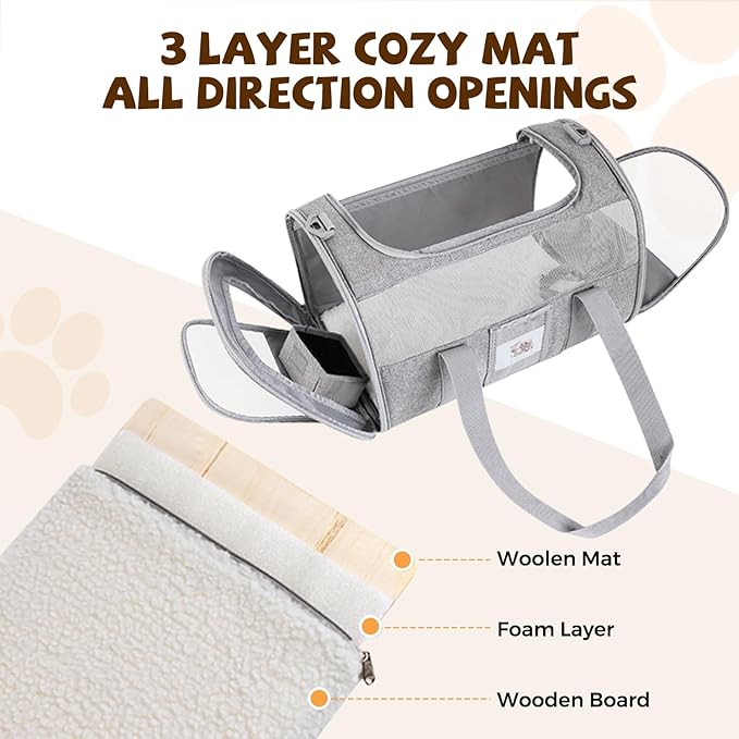 Cat Carrier Soft for Pets Up to 15 Lbs, Cat Travel Bag - Image 5
