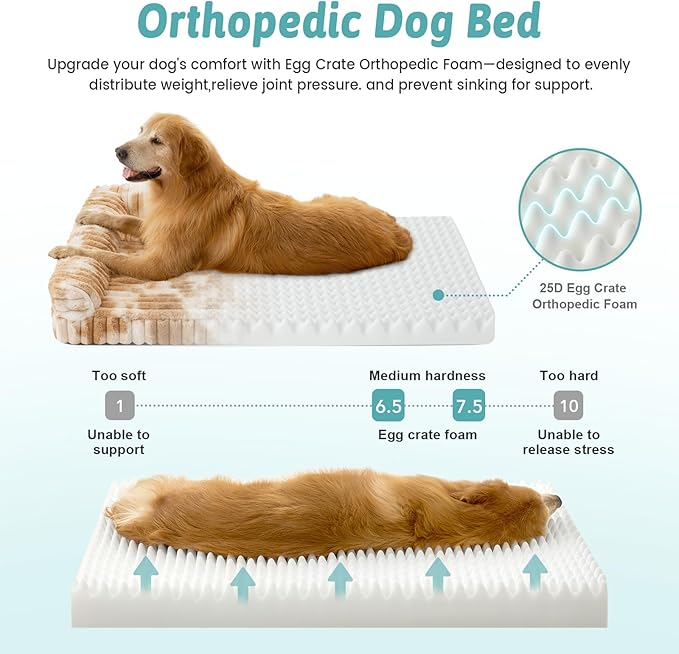 Cute Dog Bed for Extra Large Dogs, Faux Rabbit Fur Orthopedic Dog Bed - Image 3