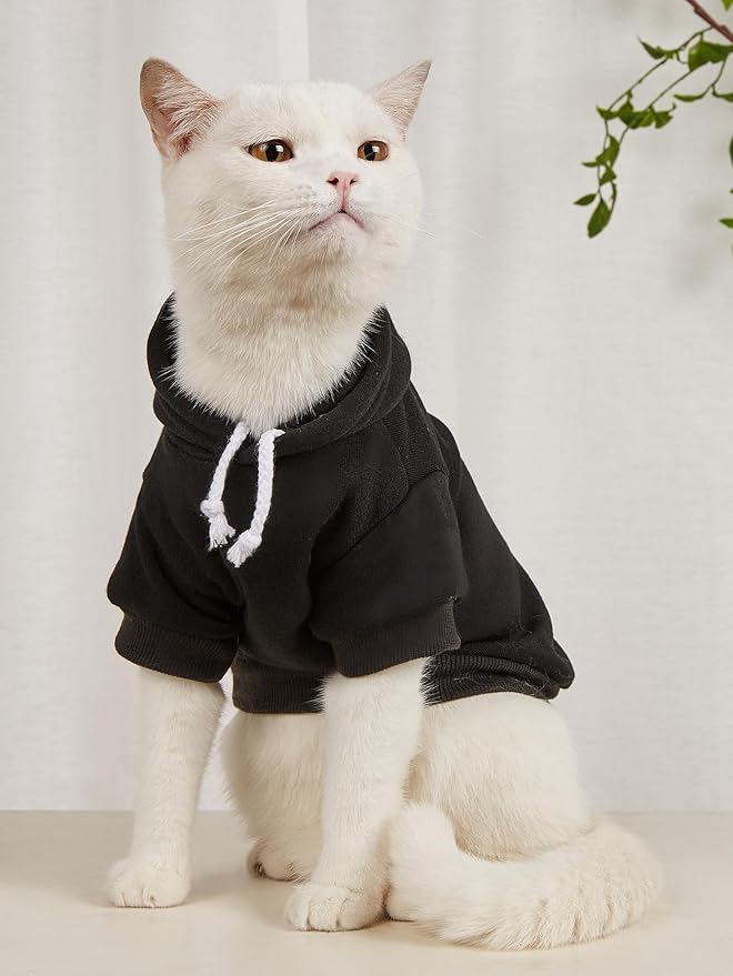 QWINEE Basic Dog Hoodie Sweatshirt Puppy Sweater Warm Cat Costumes Pet Clothes - Image 3