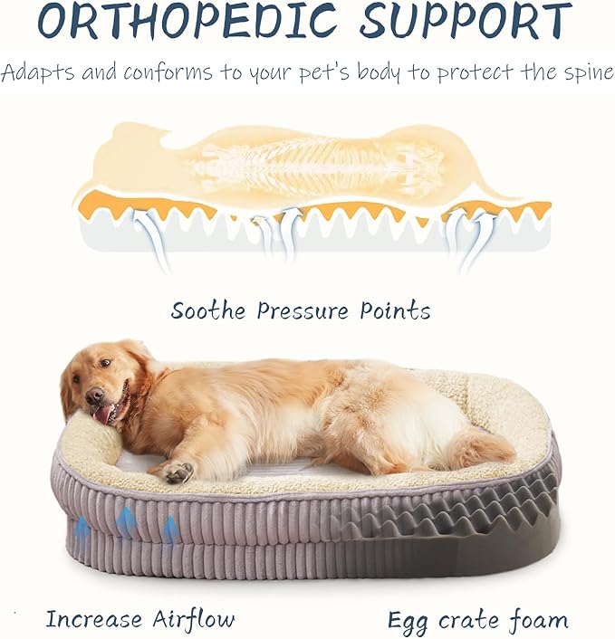 Orthopedic Dog Bed for Large Dogs Breeds, High Density Egg Crate Foam Dog Sofa - Image 2