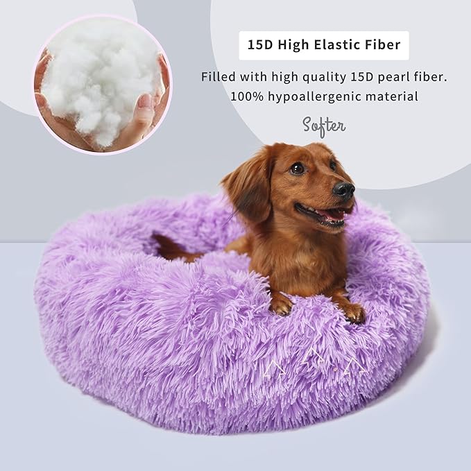 Calming Dog Bed for Medium Dogs Washable Donut 30 inches Anti-Slip Pet Bed - Image 5