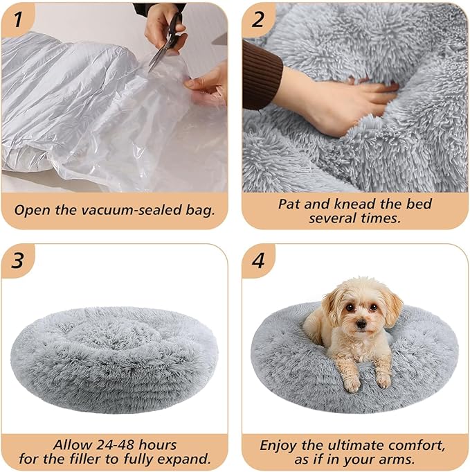 JOLLYVOGUE Calming Dog Bed Medium Size Dog, Anti-Anxiety Donut Medium Dog Bed - Image 8