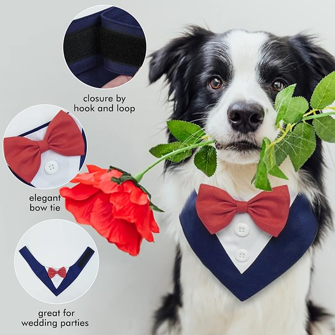 FUAMEY Dog Tuxedo for Small Dogs, Dog Formal Suit Dogs Attire Pet Bow Tie Puppy - Image 5