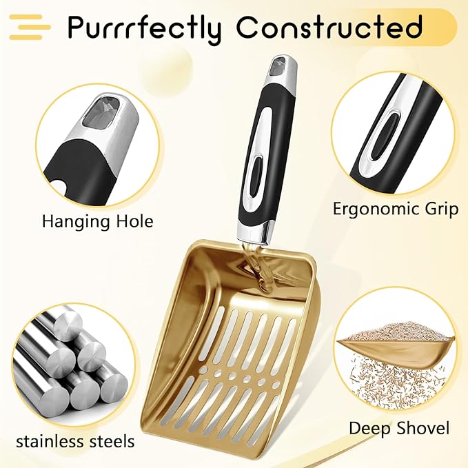 Stainless Steel Cat Litter Scoop, Metal Cat Litter Scoop, Kitty Metal Scooper - Image 3