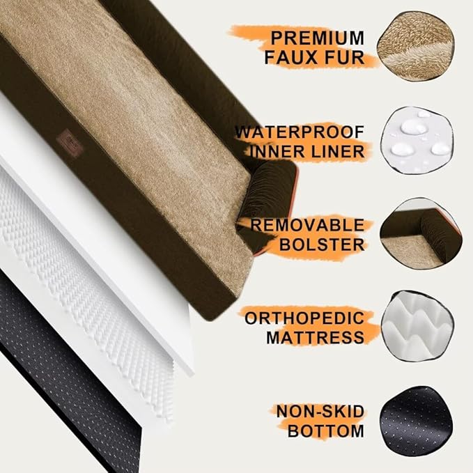 Large Dog Bed Orthopedic Washable: Extra Brown XL XLarge Big Dog Bed - Image 5