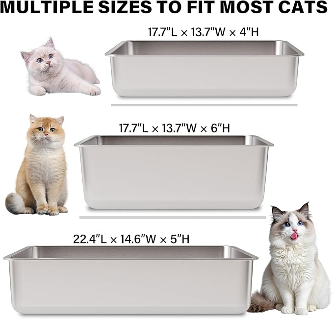 Stainless Steel Litter Box, Medium Metal Litter Box - Image 6