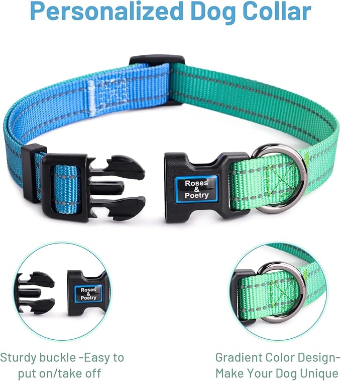 Roses&Poetry Small Dog Collar, Adjustable Personalized Durable Pet Collars - Image 2