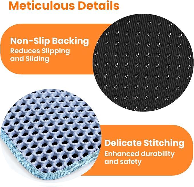 Extra Large Cat Litter Mat, 30x22 Inches Honeycomb Double Layer Cat Litter - Image 8