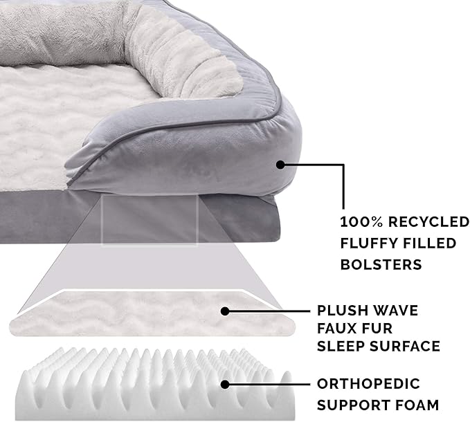 Furhaven Orthopedic Dog Bed for Medium/Small Dogs w/ Removable Bolsters & - Image 4