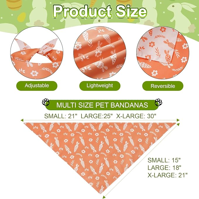 Easter Dog Bandanas Small 2PCS, 4 Pattern Colorful Scarf - Image 3