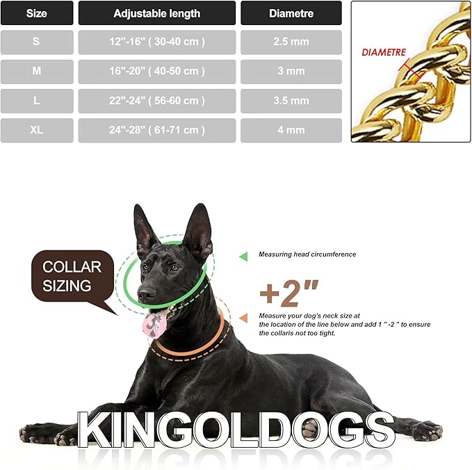 Gold Dog Chain Collar Stainless Steel 18K Gold Collar Adjustable Walking - Image 6