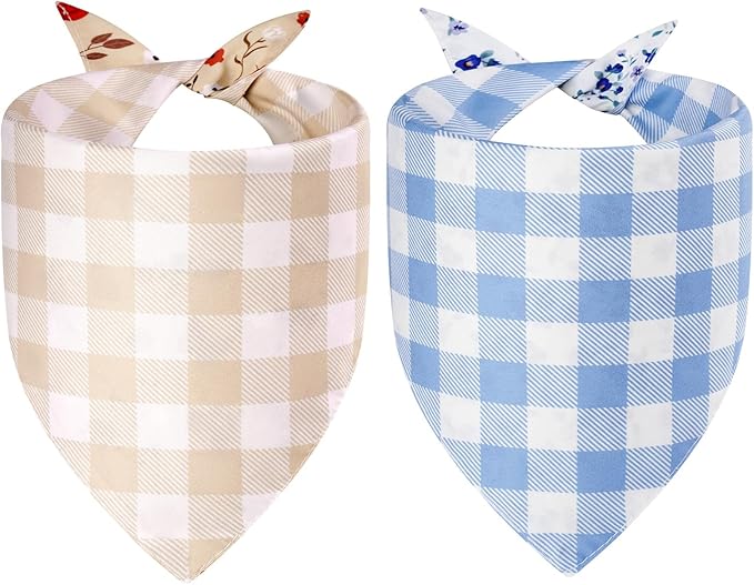 Spring Dog Bandanas Small 2PCS, 4 Pattern Summer Floral Scarf - Image 2