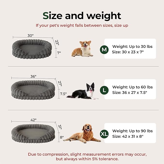 BALANCE Calming Dog Bed for Extra Large Dogs, 42 Inches Oval Washable XL Pet Bed - Image 7
