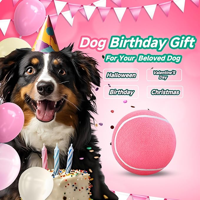 HETOO Large Dog Tennis Balls: 9.5 inch Pink Dog Toys- Giant Big Outdoor Dog - Image 3