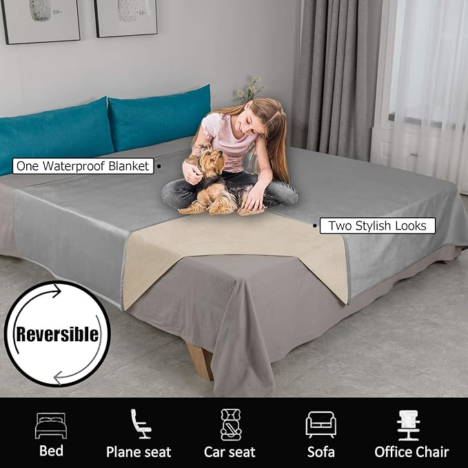 Ameritex Pet Bed Blanket Reversible 100% Waterproof Velvet Super Soft - Image 7