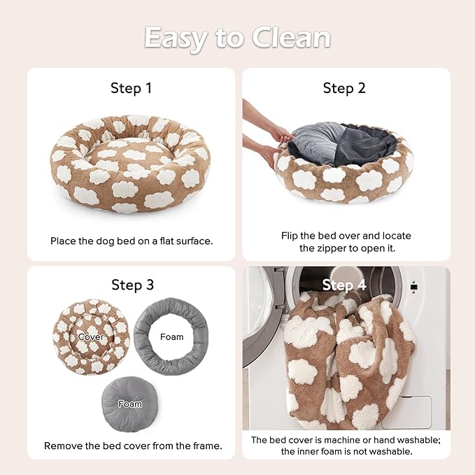 JOEJOY Donut Large Dog Bed, Cute Round Calming Dog Bed - Image 5