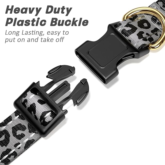 Reflective Dog Collar for Medium Dogs, Cute Leopard Style Adjustable Heavy-Duty - Image 4