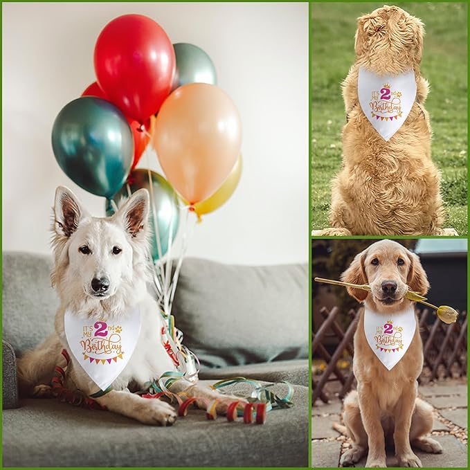 It's My 2nd Birthday Dog Bandana Happy 2nd Birthday Pet Triangle Scarf - Image 5